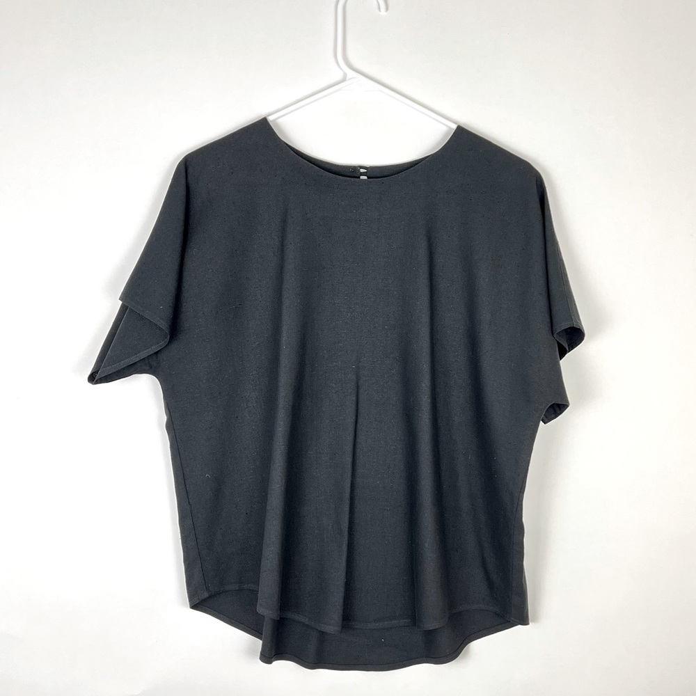 Pastorale silk short sleeve blouse black M